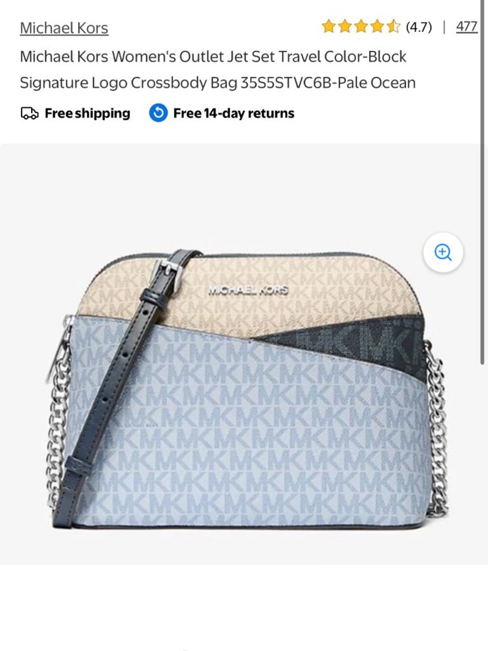 Michael Kors Small Blue & White Color Block Crossbody Purse - Picture 5 of 8